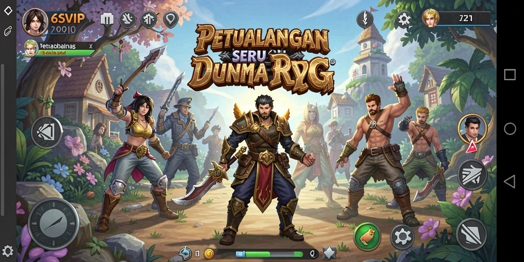 Screenshot utama gameplay 6SVIP yang menunjukkan pertempuran epik RPG.