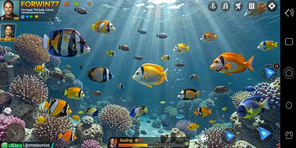 Gameplay seru Tembak Ikan di FORWIN77 dengan warna-warna hidup.