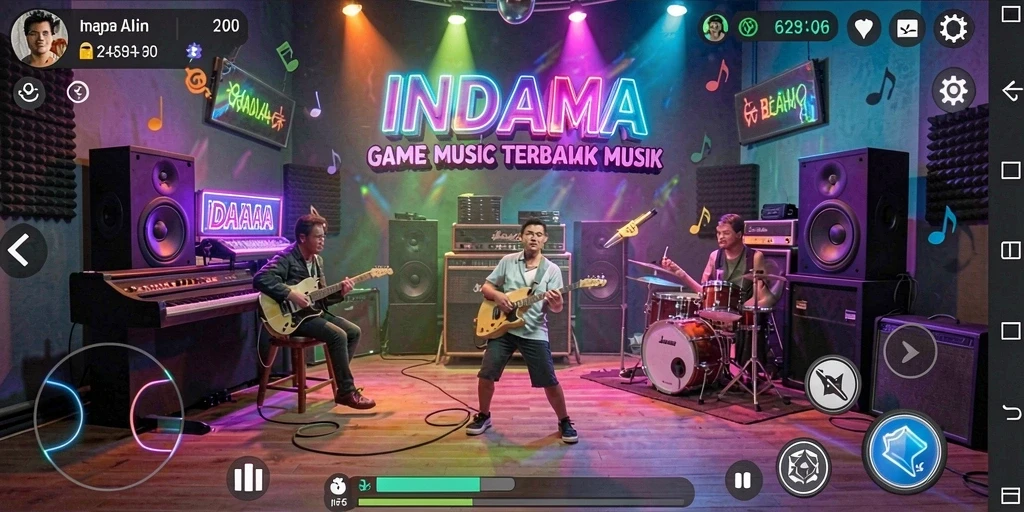 Tangkapan layar gameplay INDAAA menampilkan kegembiraan interaksi musik.