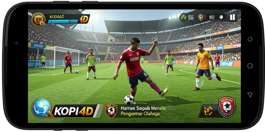 Screenshot gameplay KOPI4D yang menampilkan aksi sepak bola yang seru.
