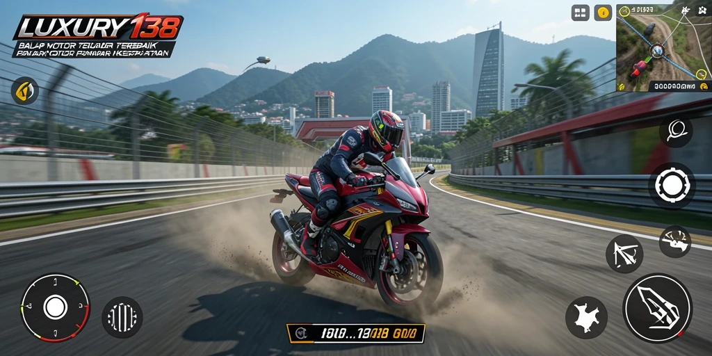 Tampilan menegangkan dari balapan motor yang cepat.