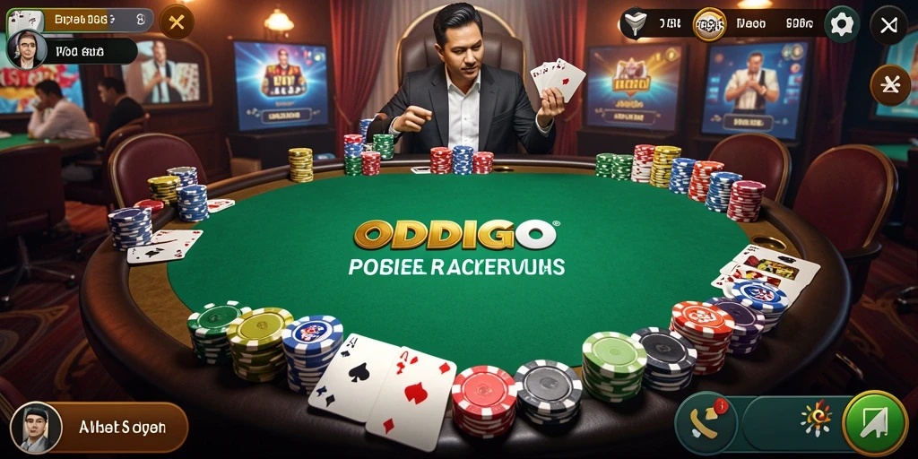 Tampilan gameplay seru dalam permainan Poker ODDIGO.