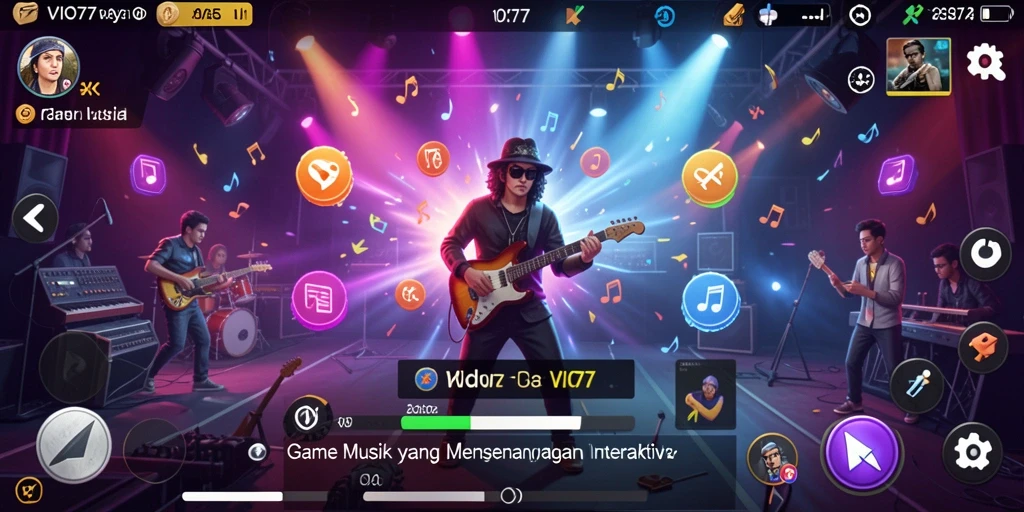 Tampilan gameplay VIO77 dengan berbagai pilihan lagu musik.