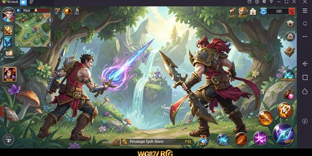 Tangkapan layar gameplay <strong>WG87</strong> menampilkan pertarungan epik dalam dunia RPG yang mendebarkan.